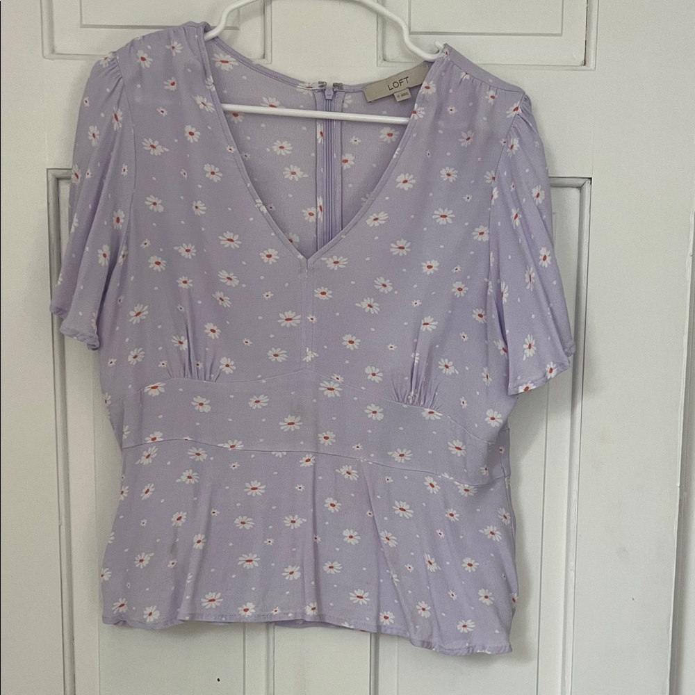LOFT Lavender Floral Blouse